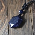 thumbnail image 2 of 1 piece retro hexagonal blue green chalcedony crystal pendant necklace - geometric stone jewelry with black rope, universal casual outfit for men and women and Valentine's Day, Mother's Day,,Silver, 2 of 10