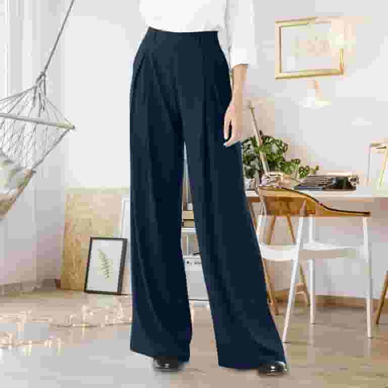 bbyeadc Blue Work Pants for Women Straight Wide Leg Oversize Work