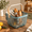 Blue, variant on Red Metal Steel Multi-Functional Storage Basket With Wooden Handle For Kitchen Home Organization