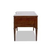 JTH LUXE Dauphin Gold Accent 5-Drawer Wood Executive Desk Dark Walnut Ash Wood & Veneer