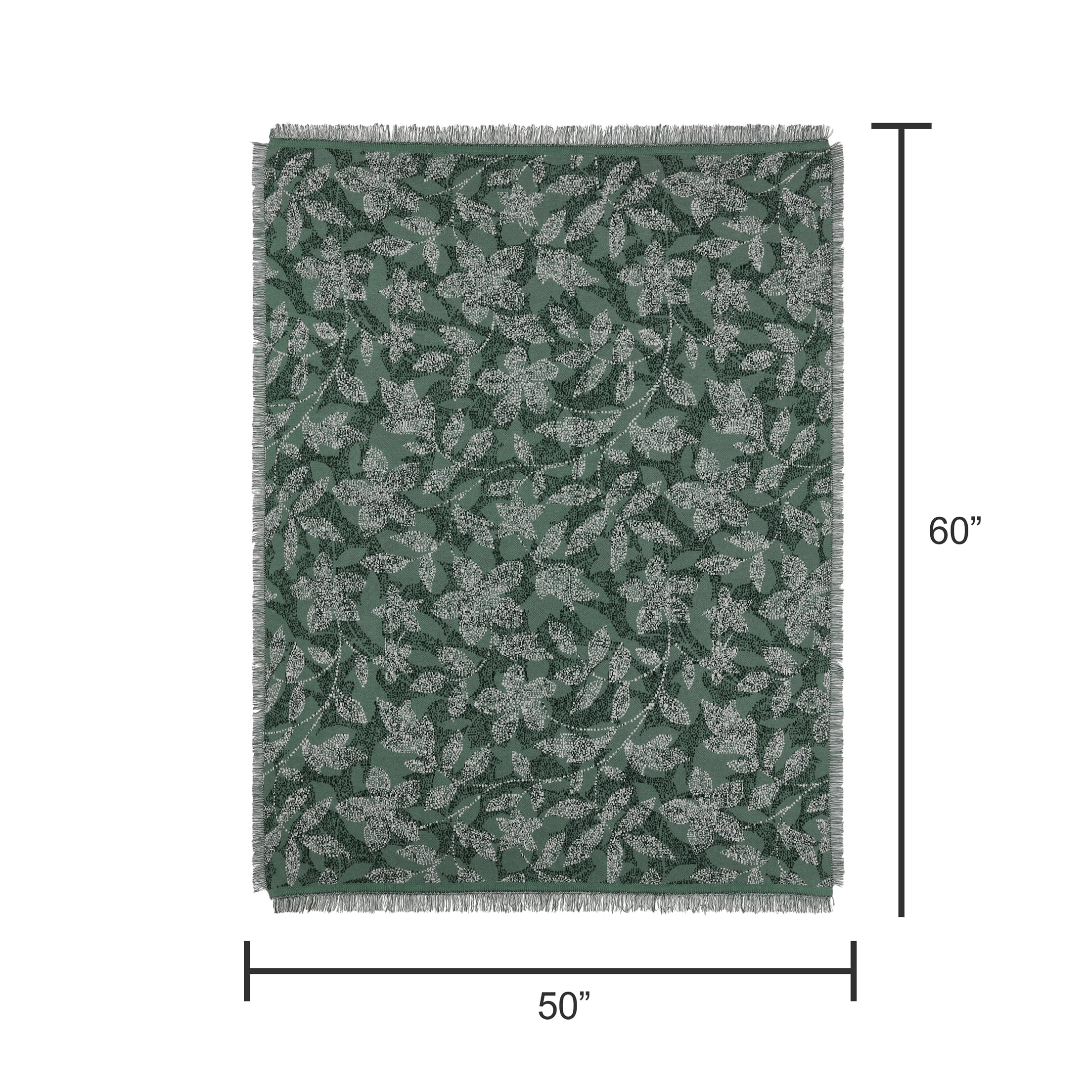 Mainstays Rustic Designs Green Brier Dot Botanical Cotton Blend Jacquard Knit Tapestry Throw, 50" x 60"