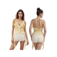 thumbnail image 2 of Gupgi Women Halter Cami Top Irregular Deep V Neck Ruffle Crop Top Solid Color Backless Tank Shirt, 2 of 9
