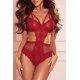 thumbnail image 1 of ABPHQTO Lencería sexy de peluche con encaje de red para mujer, 1 of 5