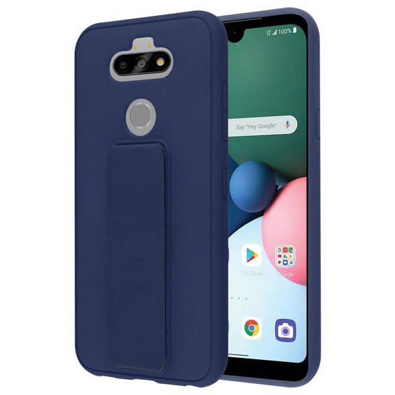 LG K31 /Aristo 5 /Fortune 3 Phone Case [Kickstand] Hybrid Armor Rubber TPU   Hard PC with Foldable Stand, Wristband Holder & Fit Magnet Car Mount Cover BLUE for LG Aristo 5, LG K31, LG Fortune 3