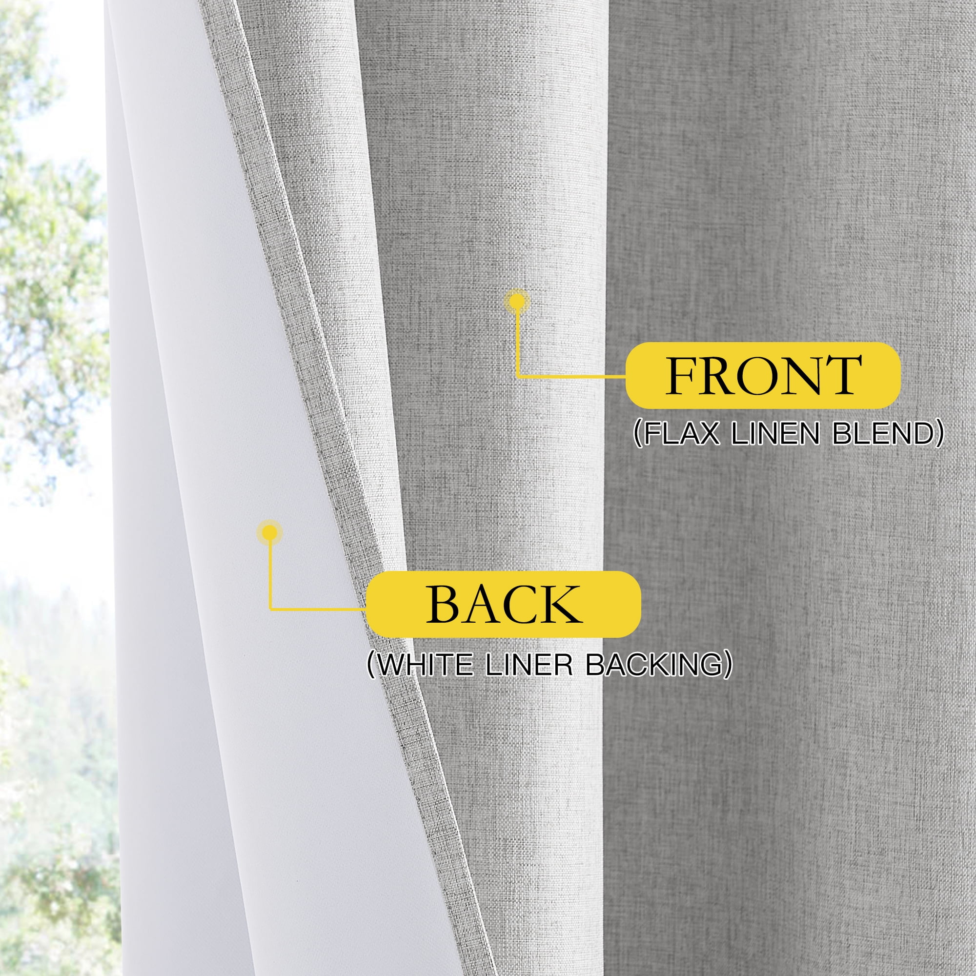 NICETOWN 100% Blackout Curtains for Living Room Faux Linen Room Darkening Noise Reducing Window Treatment for Bedroom, W52 x L90, Light Gray, Set of 2