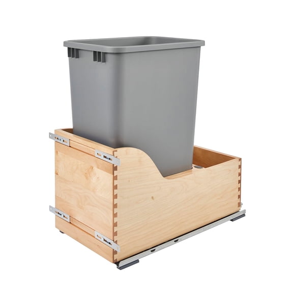 Rev-A-Shelf Single Pullout Trash Can 50 Qt with Soft-Close, 4WCSC-1550DM-1