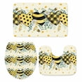 thumbnail image 2 of Bees Loves Bathroom Rugs Set Vintage Country Yellow Bee Plaid Dot Love Floral Yellow Non Slip Absorbent Soft Bath Mats 3 Piece Set with Bathroom Rug, U-Shaped Floor Mat, Toilet Seat Cover Small Size, 2 of 9