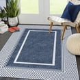 thumbnail image 3 of CAROMIO Machine Washable Bordered Bedroom Rug Modern Rug Ultra-Thin Low Pile Accent Rug Non Slip Carpet for Living Room Dining Room Home Office, 6' x 9' Blue, 3 of 7