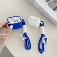 thumbnail image 2 of For AirPods Pro Pure Color Square Block Earphones Case Soft Silicone Shockproof Simple Design Strap Case Cover With Bracelet,Blue, 2 of 5