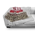 thumbnail image 3 of 90th Birthday Soft Flannel Fleece Throw Blanket, Birthday Cake with Tasty Cherries Burning Candles and Number 90, Cozy Plush for Indoor and Outdoor Use, 50" x 60", Red Brown White, by Ambesonne, 3 of 6