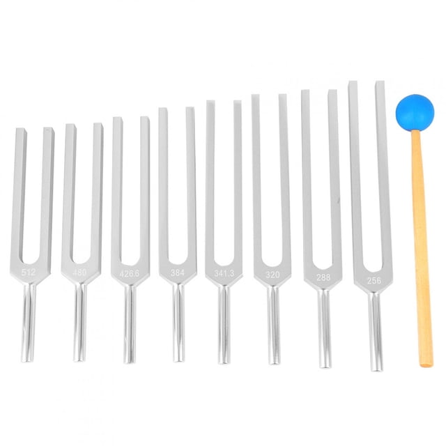 Juego de 8 diapasones neurológicos de aleación de aluminio y plata para curación de 256 a 512 Hz