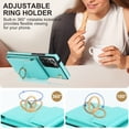 thumbnail image 6 of Wallet Case for Samsung Galaxy Note 20 Ultra, Back Card Slots/Bag Magnetic Button Ring Holder Stand Cover with RFID Blocking Wrist Hand Strap Luxury PU Leather Anti-Shocks Case,Mint, 6 of 9