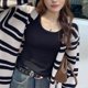 thumbnail image 5 of Camisetas de manga larga para mujer, lisas, sencillas, a la moda, combinables, clásicas, ajustadas, con cuello cuadrado, elegantes, para uso diario, para otoño, con estilo, suaves y chic., 5 of 6