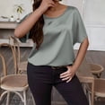 thumbnail image 5 of FAHXNVB Women's Plus Size Satin T Shirts Batwing Sleeve Crew Neck Lightweight Soft Tees Tops Comfy Work Elegant Party Shirts, 5 of 5