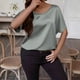 thumbnail image 5 of Camiseta Casual de Cuello Redondo de Color Sólido, Camisetas de Verano de Tamaño Más de las Mujeres para el Uso Diario, 5 of 6