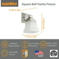 thumbnail image 6 of Sunlite Modern Vanity Light Fixture, Square Bell-Shaped Frosted Glass Shade, Medium Base (E26) Socket, Standard A19 (100W Max), Brushed Nickel, 6 of 6