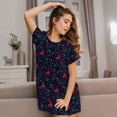 thumbnail image 3 of Gukieu Christmas Deer Print Women's Nightgown, A-line Round Neck Short-sleeved Nightgown Pajamas Home Wear Suitable for Home and Outing, 3 of 6