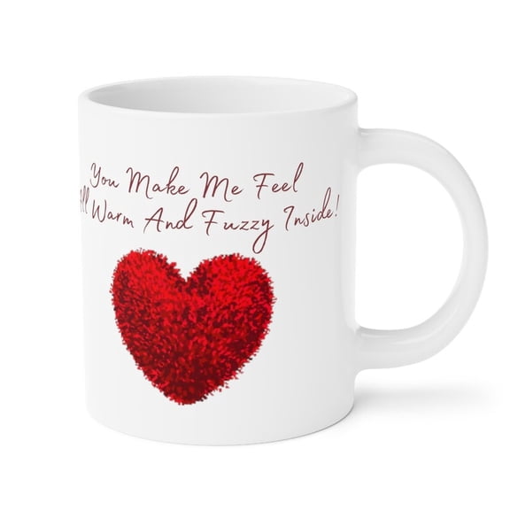 Warm and Fuzzy Heart Mug 20 oz Ceramic Coffee Mug