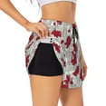 thumbnail image 2 of Bixox Women's Leaves And Anemone Flowers In Red Grey pattern 2 in 1 Running Shorts - Lightweight Athletic Workout Gym Yoga Shorts Liner with Pockets - Medium, 2 of 7