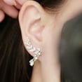 thumbnail image 2 of Grandest Birch 1 Pair Women Leaves Shape Rhinestone Inlaid Water-drop Tassels Earrings Ear Studs Jewelry for Party Rhinestone,Allo, 2 of 8