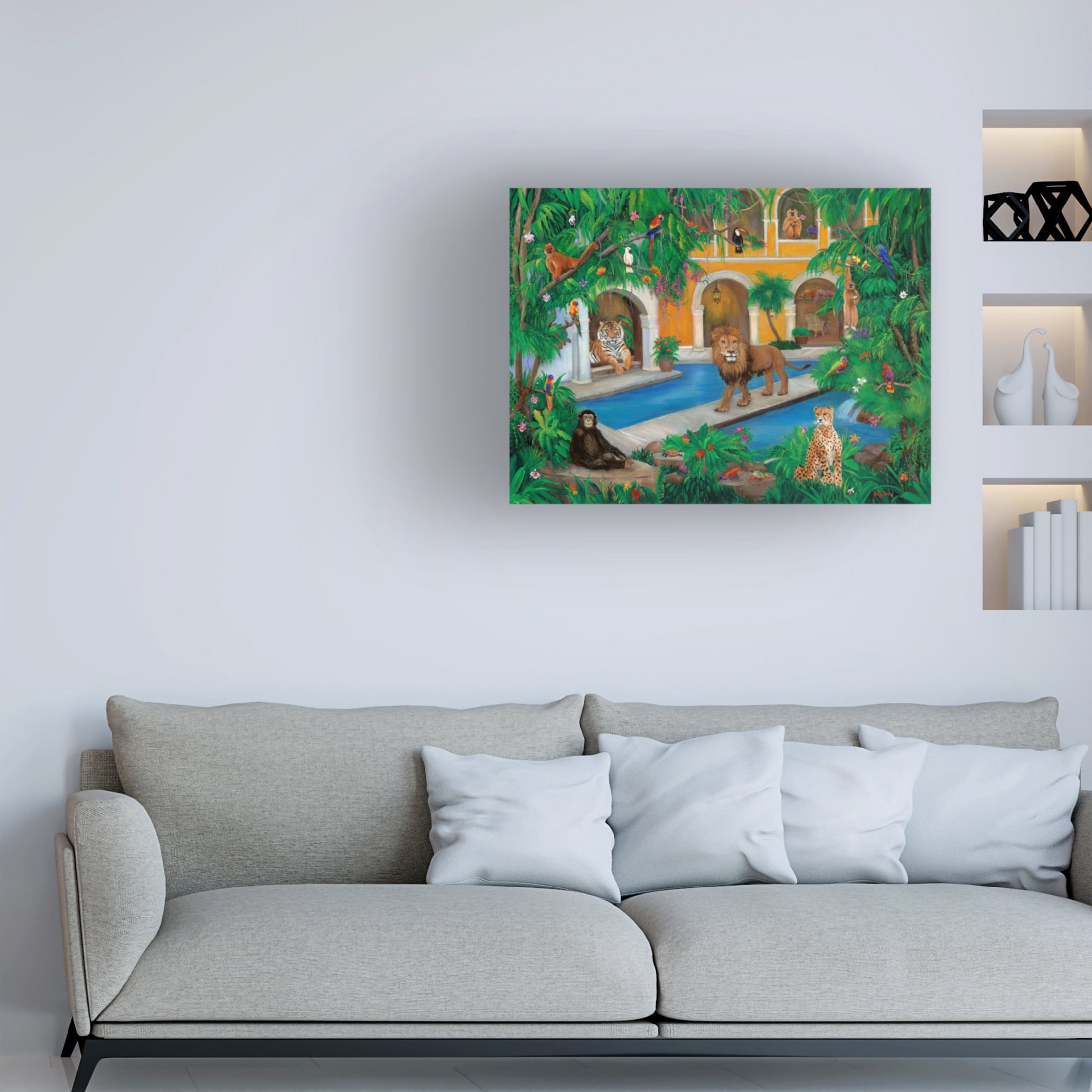 Canvas Wall Art - Betty Lou 'Out of the Jungle' Wall Art for Living Room, Bedroom, or Office Décor by Trademark Fine Art - 47 x 35 Inches