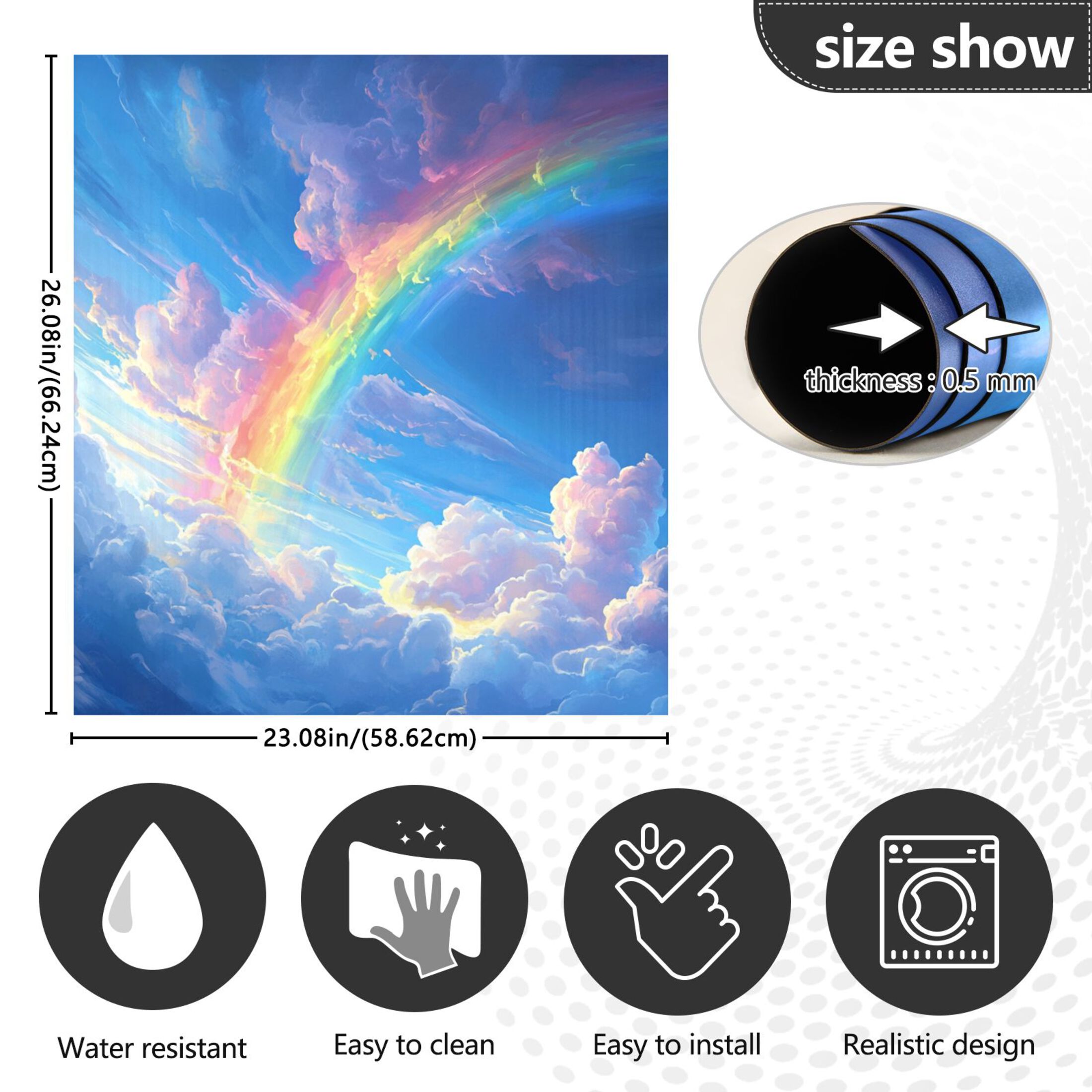 Dishwasher Magnetic Sticker 23x26 Inch Refrigerator Magnetic Sticker Washing Machine Magnetic Sticker Kitchen Panel Magnetic Sticker Home Decor Picturesque Rainbow Cloud