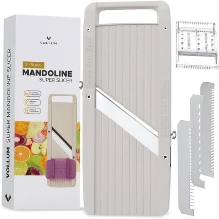 Vollum Wide Japanese Mandoline Slicer for Kitchen – Professional Slicer Vegetable Cutter with Interchangeable Stainless Steel Blades – Food Manual Slicer Handheld Mandoline Slicer