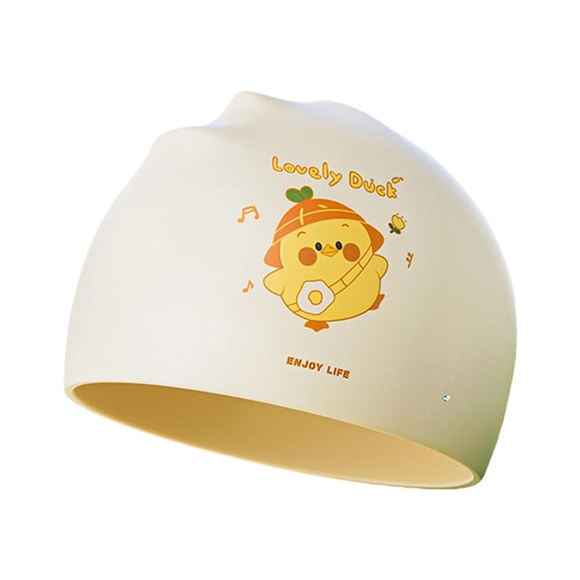 Gorro de baño para niños, gorro de ducha, cómodo, con protección para los oídos, flexible, de silicona, para hacer esnórquel en piscinas de . Amarillo