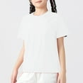 thumbnail image 2 of Linfrsh Girls Shirt Girls Short Sleeve T Shirts Kids Summer Tops Crewneck Tees(White,Size 5-6 T), 2 of 7