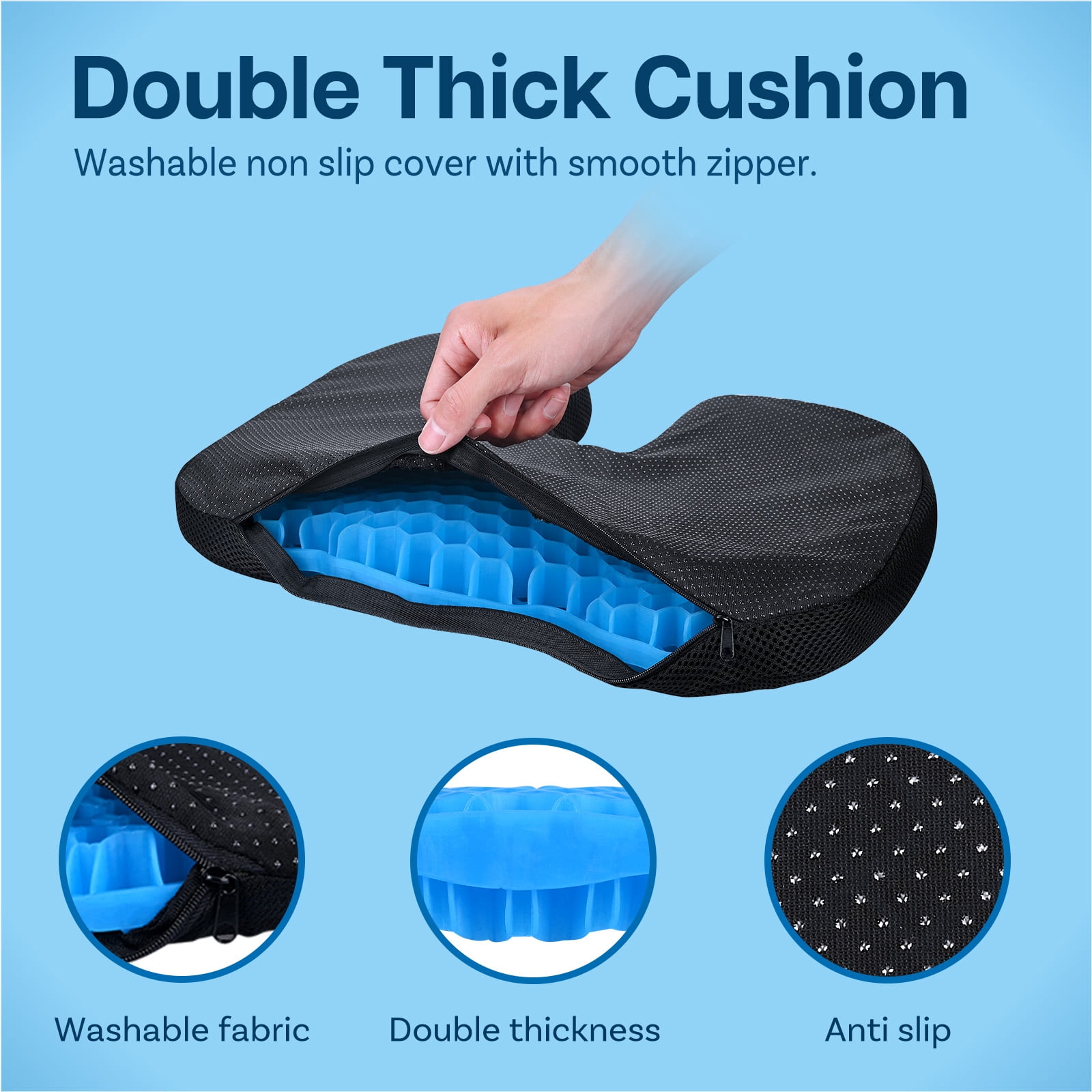 MMOBIEL Anti-Slip Gel Kayak Seat Cushion U-Shaped Waterproof Portable Pressure Relief 1-Pack