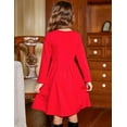 thumbnail image 6 of Oudiya Girls Button Down Dresses Midi Long Sleeve A-line Casual Dress with Pockets, 4-14Y, 6 of 7