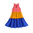 thumbnail image 7 of Girls Dresses Sleeveless Color Block Summer Casual Skater Swing A-Line Midi Length Blue Dress Size 3-4 Y, 7 of 7