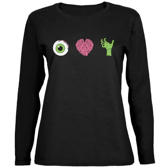 T-shirt à Manches Longues en Jersey Décontracté pour Femmes Halloween Oeil Cœur Zombies