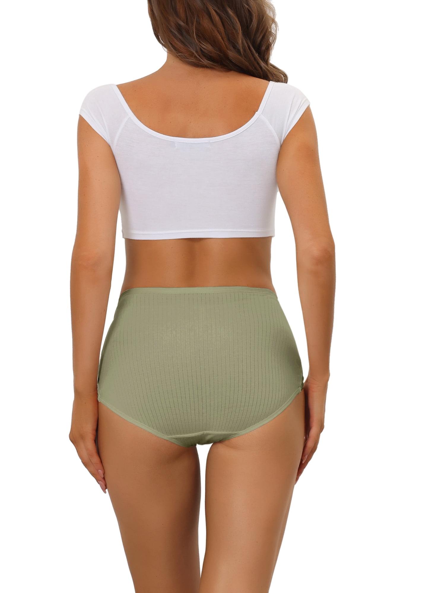 DARING DIVA Women's Ribbed High Leg Underpants Available In Plus Size XL Pea Green