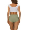 thumbnail image 3 of INSPIRE CHIC Women's Hi-Cut Brief Ribbed High Waist Tummy Control Underwear M Pea Green, 3 of 4