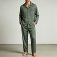 thumbnail image 6 of Iyufng Men's Vertical Striped Pajama Sets 2 Piece Collared Button Down Long Sleeve Shirt & Straight Lounge Pants Soft Daily Home Nightwear Matching Set for Fall and Winter, 6 of 6