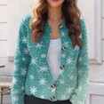 thumbnail image 6 of Women's Fashion Christmas Printed Long Sleeve Knitted Cardigan Button Down Jacket for Holiday Casual Wear and Women's Outerwear with Festive Design,Cyan,5XL, 6 of 6