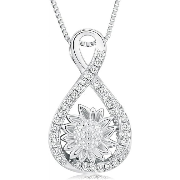 Crystal Infinity Urn Necklace for Ashes Cremation Jewelry for Women Sunflower Urn Ashes Keepsake Memorial Gift for Mother/Grandma/Sister/Husband/Aunt/Love Ones