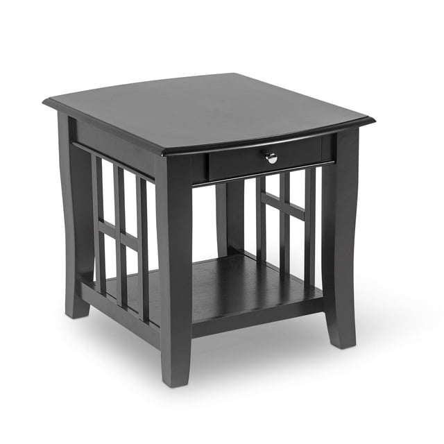 Cassidy Table d'Appoint en Bois à 1 Tiroir, Fini Noir