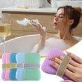 thumbnail image 4 of Dual Sided Soap Exfoliating Bath Sponge 2 Pack, Shower Soap Holder Sponge, Soft Foam Exfoliating Body Scrubber Pad, Portable Lather Soap Saver Pouch, Reusable Cleansing Bath Accessory, 4 of 6