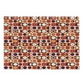 thumbnail image 1 of Geometric Cutting Board, Vintage Sixties Circles with Squares Disc Vibrant Symmetric Motif, Decorative Tempered Glass Cutting and Serving Board, Large Size, Marigold Maroon, by Ambesonne, 1 of 1