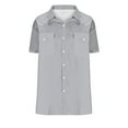 thumbnail image 4 of Tops for Men under $5 Short Sleeve Turndown Collar Pocket Solid Color Casual Blouse Gray M, 4 of 6