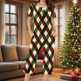 thumbnail image 2 of REORIAFEE Lounge Outfits for Women Christmas 2 Piece Plus Size Pajama Short Sleeve Top and Capri Pant Plaid Soft Sleepwear Green S-3XL, 2 of 6