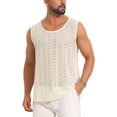 thumbnail image 4 of INSPIRE CHIC Men's See Through Lightweight Breathable Crew Neck Sleeveless Sheer Tank Top M Light Beige, 4 of 5