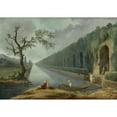 thumbnail image 3 of Hubert Robert 14x11 Black Modern Framed Museum Art Print Titled - Garden Scene with a Canal, 3 of 5