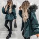 thumbnail image 3 of Ropa de invierno acolchada de algodón con cuello de piel, ropa de parka gruesa de moda, 3 of 4