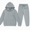 thumbnail image 4 of HFHAPW Boys Girls Sweatpants Set 2 Piece Fleece Pullover Hoodie Sweatshirt and Jogger Outfits 2-13 T Girls Casual Activewear Set Sweatsuit(Grey,12-13 Y), 4 of 4