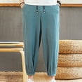 thumbnail image 2 of Men Pants Cotton Linen Summer Casual Pants Mens Wide Leg Baggy Trousers Stylish School Clothing Elastic Drawstring, 2 of 5