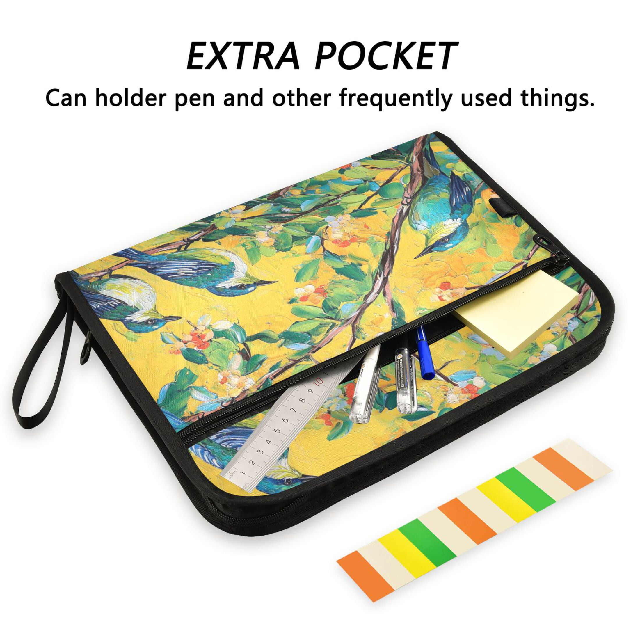 WOBOGO Blue Sparrow Expanding File Folder Letter Size Accordion Filing Organizer 13 Pocket Separate Organ Pocket