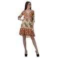 thumbnail image 3 of Moomaya Robe en Georgette Imprimée à Manches 3/4, Col en V, Grande Taille, Vêtements pour Femmes, 3 of 6